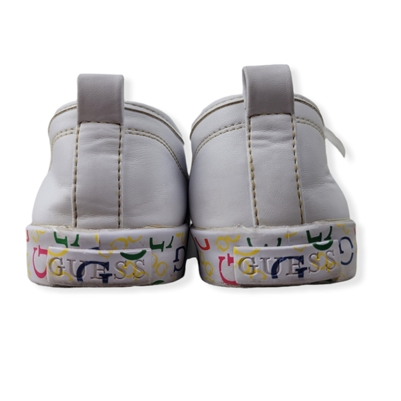 GUESS‎ Women's White Leather Sneakers with Goldtone Emblem - Picture 4 of 10